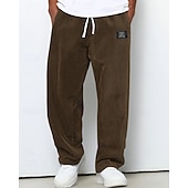 olcso Egyenes láb-Férfi Melegítőnadrágok Nadrág Kordbársony Nadrág Zsinór Zseb Rugalmas derék Sima Mokaszinok Szabadtéri sport Napi Divat Alkalmi Medence Sötétbarna Mikroelasztikus