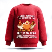 זול סוודרים מודפסים לגברים-אני אולי נראה כאילו אני מקשיב לך אבל בראש שלי אני חושב על לקנות עוד תרנגולות סוודר לגברים עם תרנגול, צווארון עגול, קז&#039;ואל, חופשה, רחוב, יומי, הדפס תלת מימד