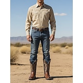 Χαμηλού Κόστους Καουμπόη και δυτικές μπότες-Ανδρικά Μπότες Μπότες καουμπόι δυτικές Κέντημα Ρετρό Περπάτημα Βίντατζ ΕΞΩΤΕΡΙΚΟΥ ΧΩΡΟΥ Καθημερινά PU Δέρμα Άνετο Αντιολισθητικό Αναπνέει Μπότες στη Μέση της Γάμπας Ευκολοφόρετο Μαύρο Καφέ