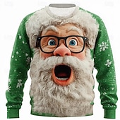 Ugly Christmas Sweater Men's Cartoon Santa Claus Print Pullover Sweater Jumper Knitwear Crewneck Casual Vacation Daily Festival Keep Warm Long Sleeve Fall Winter Black Red Green cheap Ugly Sweaters-Ugly Christmas Sweater Men's Cartoon Santa Claus Print Pullover Sweater Jumper Knitwear Crewneck Casual Vacation Daily Festival Keep Warm Long Sleeve Fall Winter Black Red Green