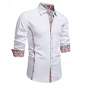 preiswerte Freizeithemden für Herren-Herren Hemd Freizeithemd Knopfhemd Schwarz Weiß Blau Grün Langarm Paisley-Muster Einfach Revers Urlaub Lässig Farbblock Bekleidung Mode Lässig