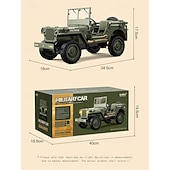 זול בקרות רדיו ומזלט"ים-רכב צבאי RC לאסף - ג'יפ וויליס צבאי בסגנון שלט רחוק - דגם מפורט לחובבים וילדים מתנה לחג המולד