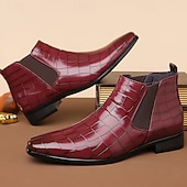 economico Stivali Chelsea-stivali chelsea da uomo in vera pelle sintetica color cuoio con pannelli laterali elastici e finitura liscia, eleganti stivaletti eleganti per lavoro, feste e occasioni formali