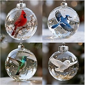 abordables Ornements-Ornements transparents d&#039;oiseaux de la nature, décorations de sapin de Noël avec cardinal, boules de Noël en plastique transparent, décorations de fêtes, décorations intérieures et extérieures pour sapin de Noël, cadeaux commémoratifs