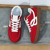 abordables Baskets-Homme Chaussures Décontractées Marche Occasionnel Daim Toile Confortable Antidérapant Respirant Mocassin Rouge Bleu Beige