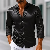 Homens Camisa Social Blusa de cetim Saia Camisa casual camisa de botão Camisa de formatura Tecido Formal Casamento Preto Branco Rosa Azul Royal Manga Longa Lapela Primavera Todas as Estações Roupa baratos Camisas de cetim masculinas-Homens Camisa Social Blusa de cetim Saia Camisa casual camisa de botão Camisa de formatura Tecido Formal Casamento Preto Branco Rosa Azul Royal Manga Longa Lapela Primavera Todas as Estações Roupa