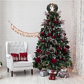 baratos Ornamentos-Conjunto de 46 enfeites de Natal em veludo para árvore de Natal, com bolas flocadas e inquebráveis, com laço para decoração natalina. Disponível em 3 tamanhos: 4/6/8 cm.