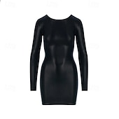 preiswerte Einfaches Kleid-Damen Minikleid Cocktailkleid Etui-Kleid Mode Modern Club Abendgesellschaft Party Normale Passform Einfach Langarm Rundhalsausschnitt Schwarz Frühling Herbst Winter
