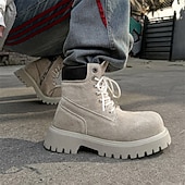 Χαμηλού Κόστους Μπότες εργασίας-Ανδρικά χακί σουέτ μποτάκια εργασίας μέχρι τον αστράγαλο με στιβαρή σόλα και απαλή εσωτερική επένδυση, ελαφριά, casual μπότες εξωτερικού χώρου για φθινοπωρινή και χειμερινή χρήση.