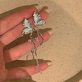 economico Anelli da donna-eleganti orecchini pendenti a farfalla – orecchini pendenti a catena lunga in argento con dettagli in cristallo per donna