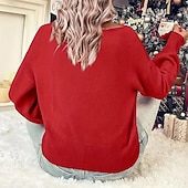 abordables Hoodie &amp; Sweatshirt-Noël Femmes Hauts décontractés Un sweatshirt pullover manche longue Top Athleisure Lettre Coton Doux Chaud Soirée Vacances Tenue de sport Tenues de Sport Noir Rouge Vert foncé