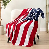お買い得  ブランケット＆毛布-アメリカ独立記念日 フリースブランケット ソファ用スローブランケット ギフト アメリカ フラッグ クラシック 3D ソファー ベッドサイド 装飾ブランケット 暖かい毛布 ホームデコレーション