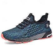 ieftine Adidași casual-Adidași sport albaștri pentru bărbați, din plasă, cu partea superioară respirabilă din tricot și talpă absorbantă de șocuri, pantofi sport ușori pentru sală, antrenament și purtare zilnică
