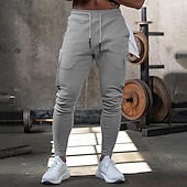 Недорогие Беговые штаны и леггинсы-Муж. Спортивные брюки с манжетами Брюки карго спортивные штаны Кулиска Карман на молнии Завышенная Нижняя часть Для спортивного зала Одежда для спорта и отдыха Тренировка Весна Осень Эластичный