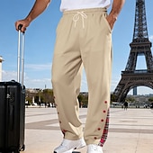 Herre Joggebukser Bukser Snorer Lomme Elastisk midje Ruter Komfort Sport & Utendørs Daglig Mote Fritid Svart Hvit Mikroelastisk billige Rett ben-Herre Joggebukser Bukser Snorer Lomme Elastisk midje Ruter Komfort Sport & Utendørs Daglig Mote Fritid Svart Hvit Mikroelastisk