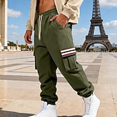 economico Carico-Per uomo Pantaloni da tuta Pantaloni in Pile Joggers Pantaloni Pantaloni invernali Coulisse Tasca Elastico in vita Patchwork Comodità Caldo Sport all'Aperto Quotidiano Moda Casual Nero Bianco