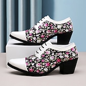 abordables Chaussures Déclaration-Chaussures à talons hauts noires à motif floral pour homme – Design élégant et tendance, parfaites pour les événements formels, les tenues tendance et les sorties en soirée