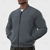 economico Felpe di base-Per uomo Maglia Felpa con zip Felpa con zip intera Nero Rosso Blu marino Blu Grigio scuro Colletto Mao Semplice Tasca Sport &amp; Outdoor Quotidiano Ferie Cotone Streetwear Essenziale Casual Autunno