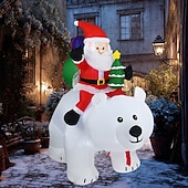 cheap Outdoor Christmas Lights-Christmas Santa Claus riding a shaking white bear LED strip light inflatable air model indoor and outdoor courtyard lawn party festive atmosphere decoration light EU/US/UK/AU Plug
