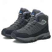 voordelige Winter- en sneeuwlaarzen-beige en zwarte waterdichte wandelschoenen voor heren met antislipzool en warme voering, outdoor trekkingschoenen voor winterkamperen en bergavonturen