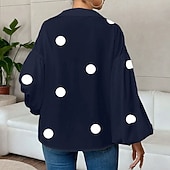 economico Arte &amp; Design Bluse-Per donna Blusa Arricciato A Pois Elegante Moderno Manica Lunga Manica a Palloncino Scollo a V Top Regolari Quotidiano Ferie Uscire Nero Rosso Blu marino Verde Albicocca Autunno Inverno