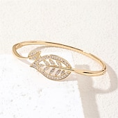 economico Braccialetti-Zircone cubico non corrispondenti A foglia Elegante Personalizzato Di tendenza Cromo Gioielli braccialetto Argento / Oro Per Matrimonio Feste Fidanzamento Balli di fine anno