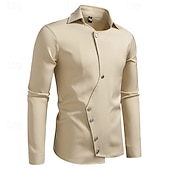 preiswerte Herrenhemd zum Knöpfen-Herren Hemd Sommerhemd Freizeithemd Strandhemd Knopfhemd Schwarz Weiß Kaki Langarm Einfach Revers Urlaub Hawaiianisch Knöpfe Bekleidung Mode Lässig Bequem