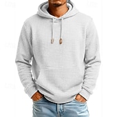 preiswerte Einfache Sweatshirts-Herren Kapuzensweatshirt Waffle Kapuzensweatshirt Pullover Kapuzensweatshirt Aprikose Weinrot Schwarz Weiß Marineblau Mit Kapuze Einfach Kängurutasche Strukturiert Sport &amp; Outdoor Lässig Täglich