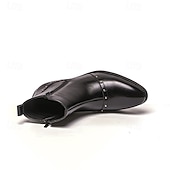 ieftine Cizme de îmbrăcăminte-Ghete bărbătești negre din piele ecologică, cu fermoar și detalii cu cuie – încălțăminte elegantă și confortabilă pentru petreceri de iarnă și întâlniri casual