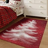 Недорогие Коврики-Коврик с белым рождественским деревом для гостиной и спальни элегантный белый сосновый коврик с красным фоном из искуcственного кашемира праздничное декоративное искусство мягкий нескользящий