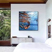 preiswerte Gemälde mit Menschen-Ölgemälde „Taucherin“: abstrakte schwimmende Frau, handgefertigte Leinwand