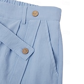 tanie Wakacje-Męskie Lniane spodnie Spodnie Letnie spodnie Prosta noga Równina Komfort Oddychający Pełna długość Codzienny Święto Plaża Urlop Moda Czarny Biały Nieelastyczny