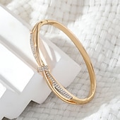 billiga Armband-Zircon Vintagestil Klassisk Alfabetet form söt stil Personlig Enkel Krom Armband Smycken Silver / Guld Till Bröllop Fest Förlovning Bal