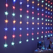 Недорогие LED ленты-Новые светодиодные занавесные звёздные гирлянды работающие от USB с дистанционным управлением для праздничных гирлянд на террасе на заднем дворе для вечеринки многоцветное освещение