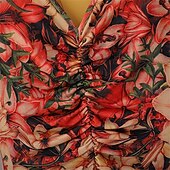 economico Sala da Ballo Standard-abito da ballo da sala con stampa floreale per donna - abito a trapezio con maniche lunghe e accenti gialli per competizioni, latino americani ed eventi di danza - rosso&amp;amp;floreale