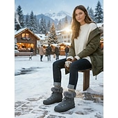 preiswerte Damenstiefel-wasserdichte Schneestiefel für Damen mit Kunstfellfutter – Winterstiefel zum Schnüren mit Reißverschluss und verstellbaren Schnürsenkeln, in mehreren Farben erhältlich