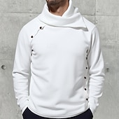 preiswerte Herrenpullover-Herren Pullover Strickpullover Gerippt Stricken Normale Oberteile Knöpfe Gestrickt Einfach Stapelhals Mode Basic Urlaub Alltagskleidung Bekleidung Herbst Winter Schwarz Weiß M L XL