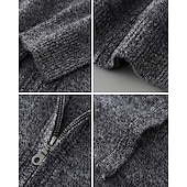 ieftine Pulover de lână pentru bărbați-Cardigan bărbătesc premium din lână pură cașmir, clasic, cu glugă, tricotat, cu buzunar cu fermoar, moale, călduros și respirabil