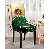 tanie Pokrowiec na Boże Narodzenie-Pokrowce na krzesła świąteczne z nadrukiem cyfrowym całkowicie elastyczne pokrowce na wysokie oparcia krzeseł jadalnianych europejski styl dekoracji świątecznej elastyczny pokrowiec na krzesło na