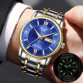 abordables Montres à quartz-La nouvelle montre pour hommes au cadran romain Deblve à la mode et tendance avec bracelet en alliage calendrier lumineux et affichage du jour. C'est un choix idéal pour une vie simple décontractée