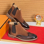 preiswerte Chelsea -Stiefel-Braune Chelsea-Boots aus Kunstleder für Herren – stilvoll und elegant, perfekt für Business Casual, formelle Anlässe und den Alltag.