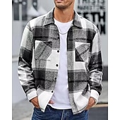 halpa flanellipaidat-Miesten Paita Rento paita Flanellipaita Button Up paita Rubiini Pitkähihainen Skottiruutukuvio Kauluskäänne Katuvaatteet Loma Tasku Vaatetus Puuvilla Muoti Vapaa-aika Mukava