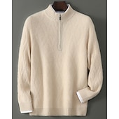 preiswerte Wollpullover für Herren-Hochwertiger Herrenpullover aus reiner Wolle und Kaschmir mit Viertelreißverschluss, klassischer Strickpullover, weich, warm und atmungsaktiv.