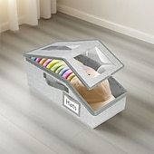 abordables Rangement et organisation-Boîte de rangement pour chapeaux avec couvercle et fenêtre transparente, bac de rangement pliable empilable avec fermeture éclair, conteneur à chapeaux multifonctionnel anti-poussière pour placard et