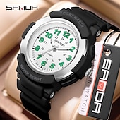 abordables Montres à quartz-Montre à quartz pour femmes et hommes SANDA grand cadran montre de sport à la mode montre lumineuse étanche en silicone