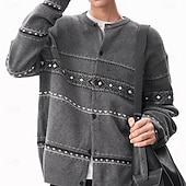 preiswerte Herren Strickjacke-Herren Weihnachtspullover Strickjacke Kurzer Pullover Strickpullover Gerippt Stricken Normale Oberteile Button-Down Geometrisch Rundhalsausschnitt Mode Klassisch Urlaub Alltagskleidung Bekleidung