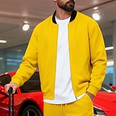 baratos Jaquetas Casuais-Homens jaqueta leve Jaqueta casual Férias Diário Respirável Bolsos Primavera Outono Bloco de cor Moda Clássico Colarinho Chinês Padrão Preto Amarelo Vermelho Azul Marinha Azul Royal Casaco