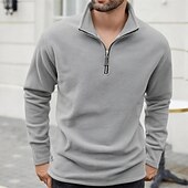 baratos Suéteres básicos-Homens Moletom Moletom de lã Moletom com zíper Preto Roxo Cáqui Café Verde Claro Meio Zíper Tecido Quarter Zip Desportos e Ar livre Diário Feriado Poliéster Roupa de rua Básico Casual Outono Inverno