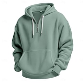 abordables sweats à capuche basiques pour hommes-Homme Sweat à capuche Sweat à capuche gaufré Sweat à capuche quart zippé Blanche Vert Claire Vert Véronèse Rouge bleu marine À capuche Uni Poche kangourou Texturé Sport &amp; Loisir Occasionnel Quotidien