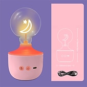 Недорогие Рождественские огни-1 шт. светодиодный ночник в форме луны и звезды G80, перезаряжаемая настольная лампа RGB желтого цвета с регулировкой яркости, декор для комнаты, подарочный светильник в форме луны